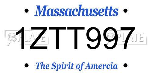 1ZTT997 Massachusetts License Plate