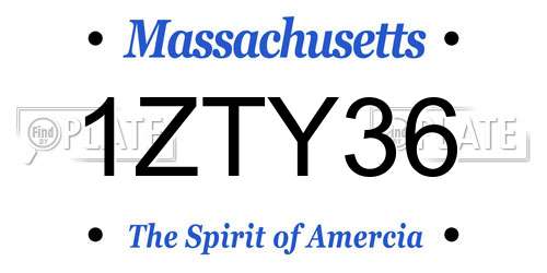 1ZTY36 Massachusetts License Plate