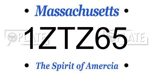 1ZTZ65 Massachusetts License Plate