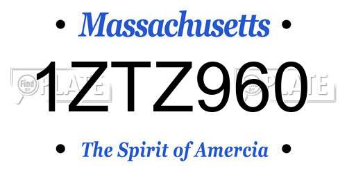1ZTZ960 Massachusetts License Plate
