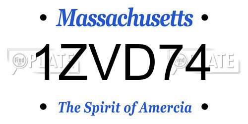 1ZVD74 Massachusetts License Plate