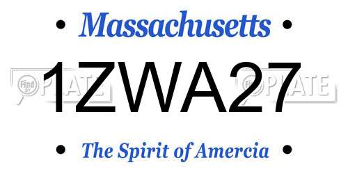 1ZWA27 Massachusetts License Plate