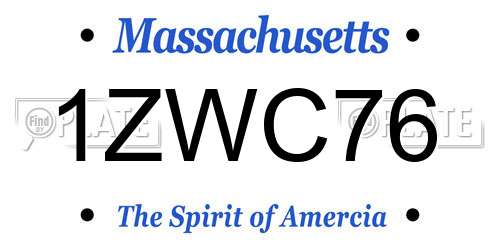 1ZWC76 Massachusetts License Plate