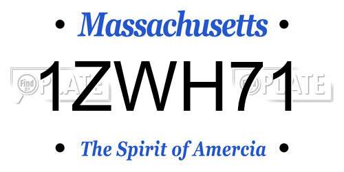 1ZWH71 Massachusetts License Plate