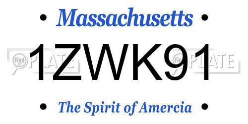 1ZWK91 Massachusetts License Plate