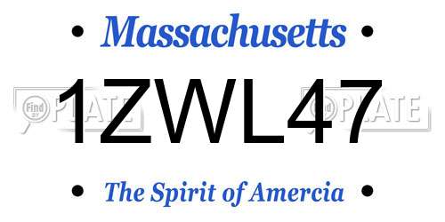 1ZWL47 Massachusetts License Plate