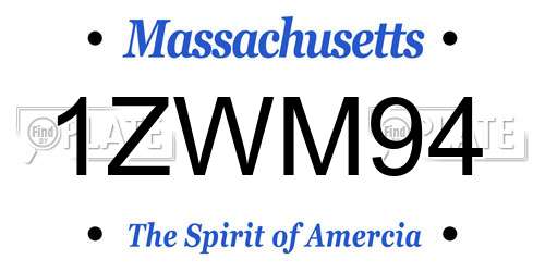 1ZWM94 Massachusetts License Plate