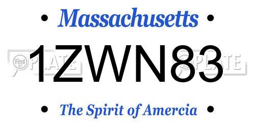 1ZWN83 Massachusetts License Plate