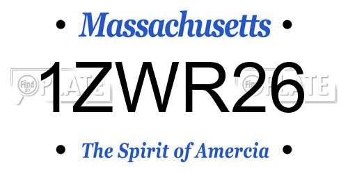 1ZWR26 Massachusetts License Plate