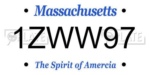 1ZWW97 Massachusetts License Plate