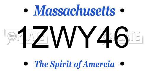 1ZWY46 Massachusetts License Plate