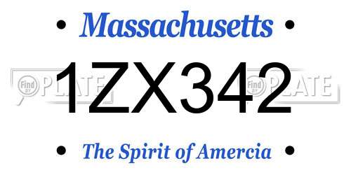 1ZX342 Massachusetts License Plate