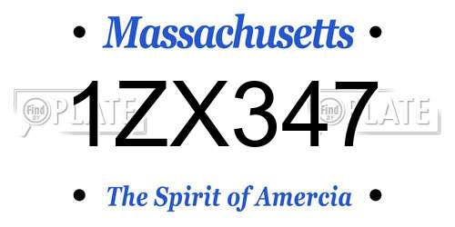 1ZX347 Massachusetts License Plate
