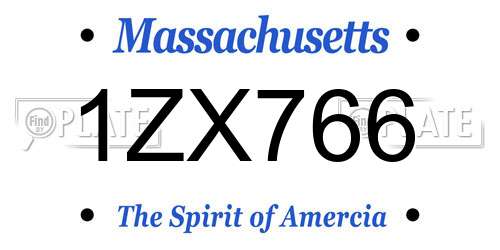 1ZX766 Massachusetts License Plate