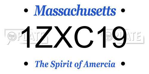1ZXC19 Massachusetts License Plate