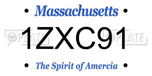 1ZXC91 Massachusetts License Plate