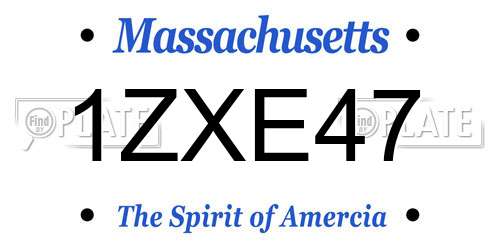 1ZXE47 Massachusetts License Plate
