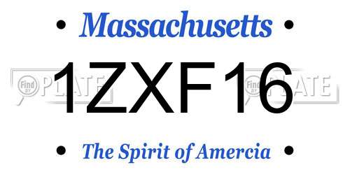 1ZXF16 Massachusetts License Plate