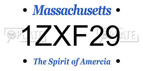 1ZXF29 Massachusetts License Plate