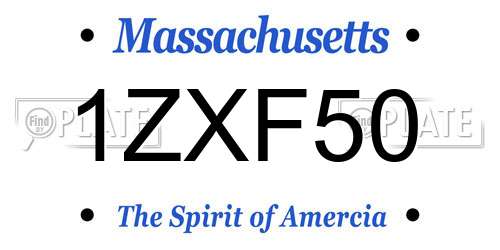 1ZXF50 Massachusetts License Plate