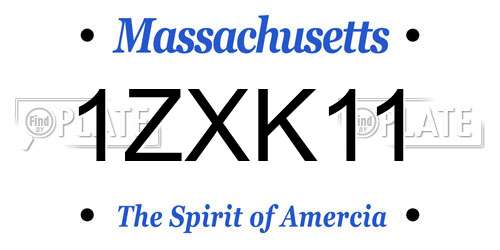 1ZXK11 Massachusetts License Plate