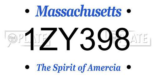 1ZY398 Massachusetts License Plate