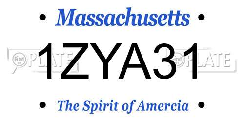 1ZYA31 Massachusetts License Plate