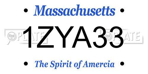 1ZYA33 Massachusetts License Plate