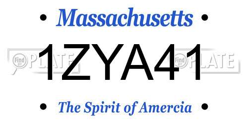 1ZYA41 Massachusetts License Plate