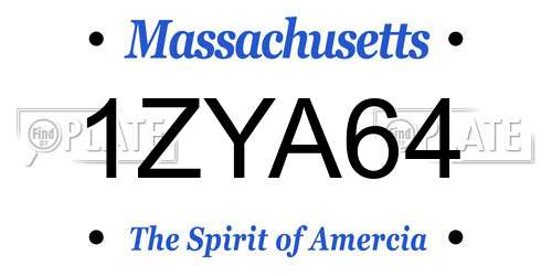 1ZYA64 Massachusetts License Plate