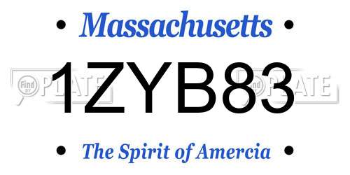 1ZYB83 Massachusetts License Plate