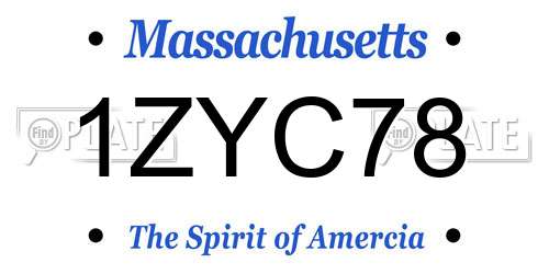 1ZYC78 Massachusetts License Plate