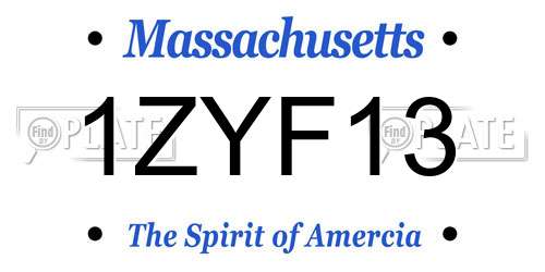 1ZYF13 Massachusetts License Plate
