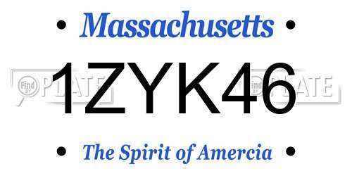 1ZYK46 Massachusetts License Plate