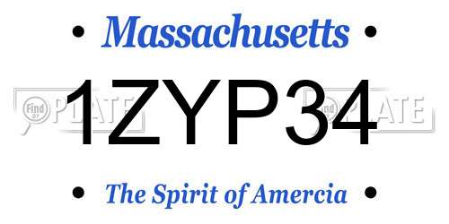 1ZYP34 Massachusetts License Plate