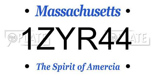1ZYR44 Massachusetts License Plate