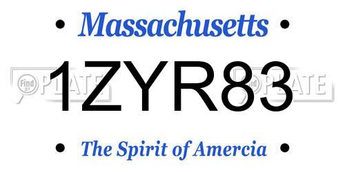 1ZYR83 Massachusetts License Plate