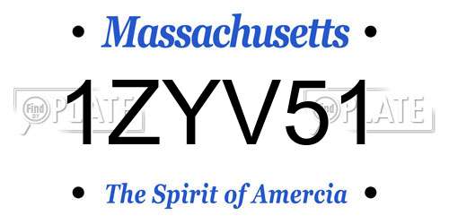 1ZYV51 Massachusetts License Plate
