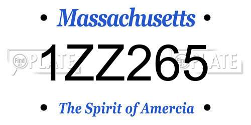 1ZZ265 Massachusetts License Plate