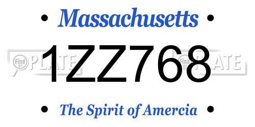 1ZZ768 Massachusetts License Plate