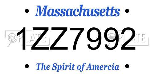 1ZZ7992 Massachusetts License Plate
