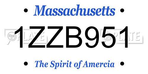 1ZZB951 Massachusetts License Plate