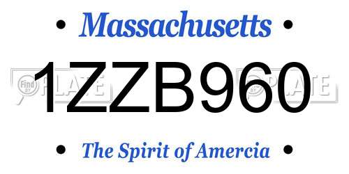 1ZZB960 Massachusetts License Plate