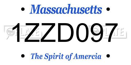 1ZZD097 Massachusetts License Plate