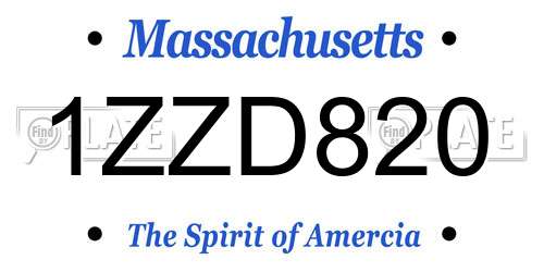 1ZZD820 Massachusetts License Plate
