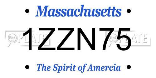 1ZZN75 Massachusetts License Plate
