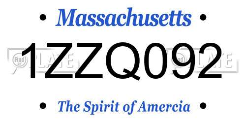 1ZZQ092 Massachusetts License Plate