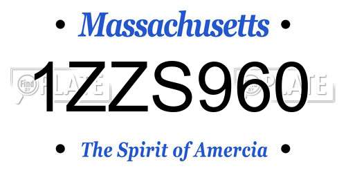 1ZZS960 Massachusetts License Plate