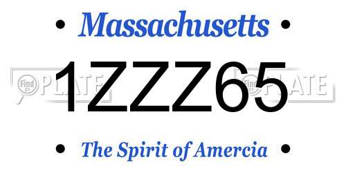 1ZZZ65 Massachusetts License Plate