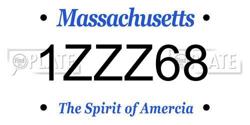 1ZZZ68 Massachusetts License Plate